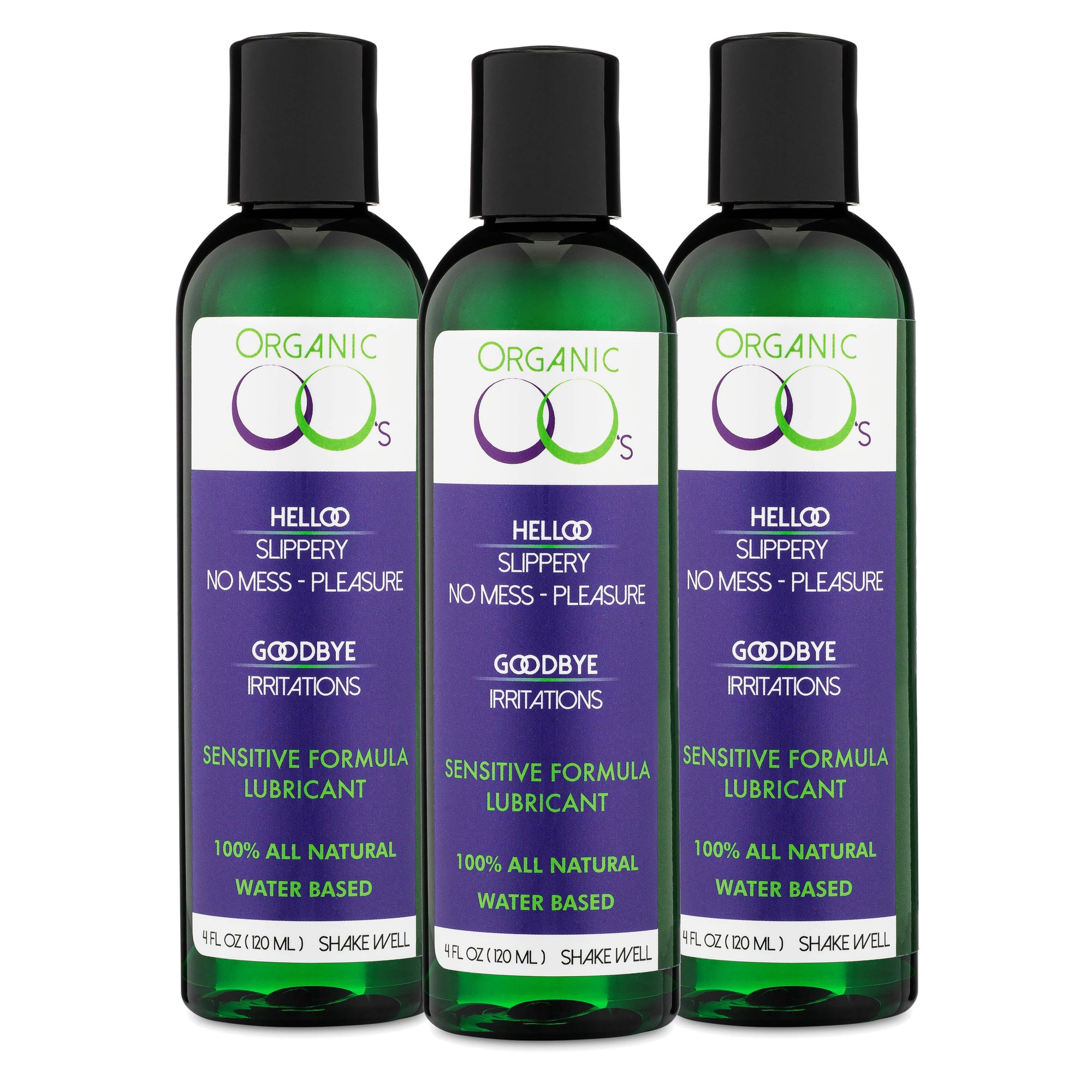 Organic OO's all natural water based personal lubricant, 3-pack